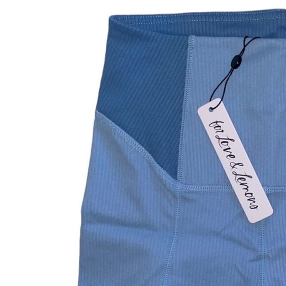 For Love & Lemons NWT size XXS Blue Dani Ribbed Biker Shorts - Picture 4 of 9